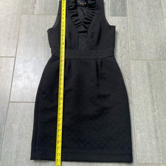 Just Taylor V-Neck Ruffle Collar Textured A-Line Mini Dress Black Size 4P - Picture 8 of 13